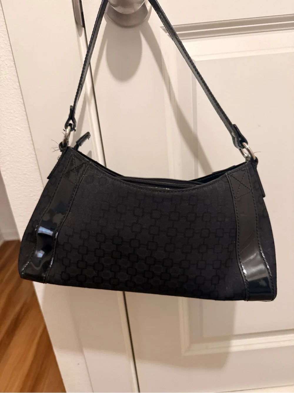 Nine West Black Shoulder Bag with Gloss Accents